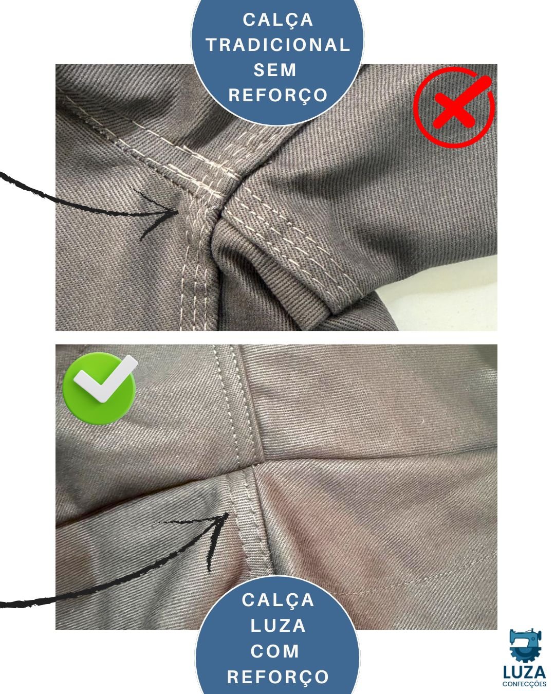 Calca de Brim Masculina Sem Faixa Refletiva Luza Uniformes Profissionais Curitiba 6