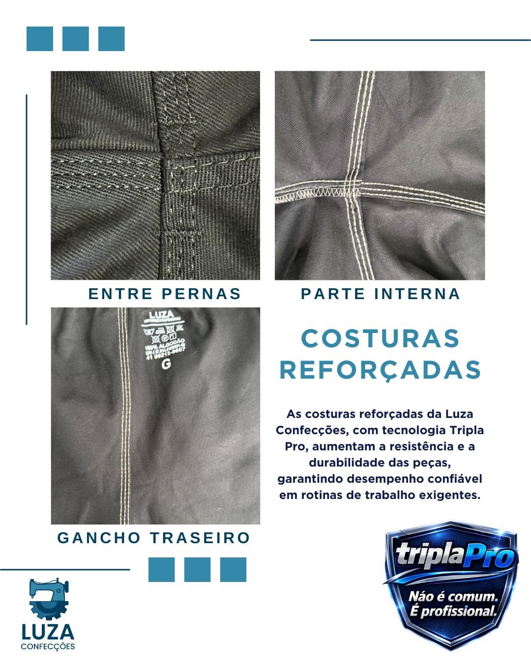 Calca de Brim Masculina Sem Faixa Refletiva Luza Uniformes Profissionais Curitiba 7