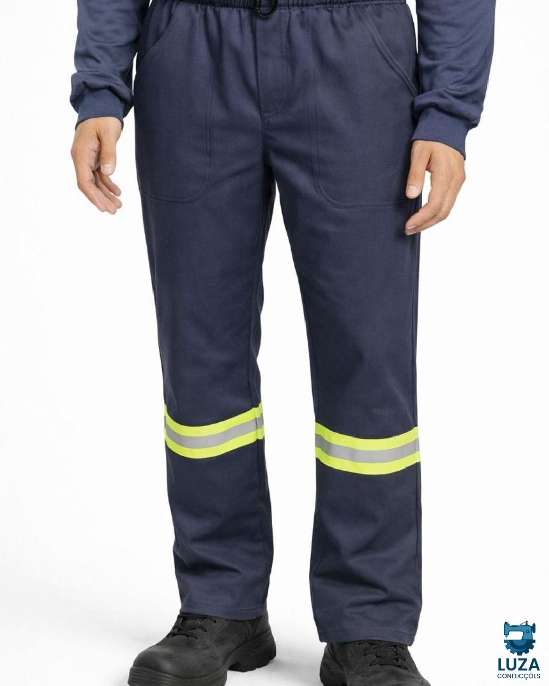 Calca de Brim Masculina com Faixa Refletiva Luza Uniformes Profissionais Curitiba 2