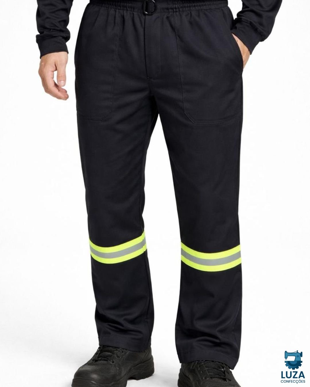 Calca de Brim Masculina com Faixa Refletiva Luza Uniformes Profissionais Curitiba 5