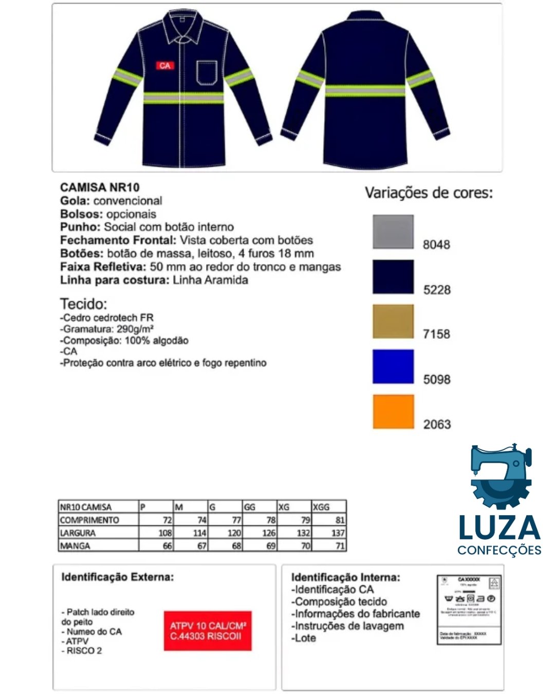 Conjunto Antichamas NR10 Luza Uniformes Operacionais 7