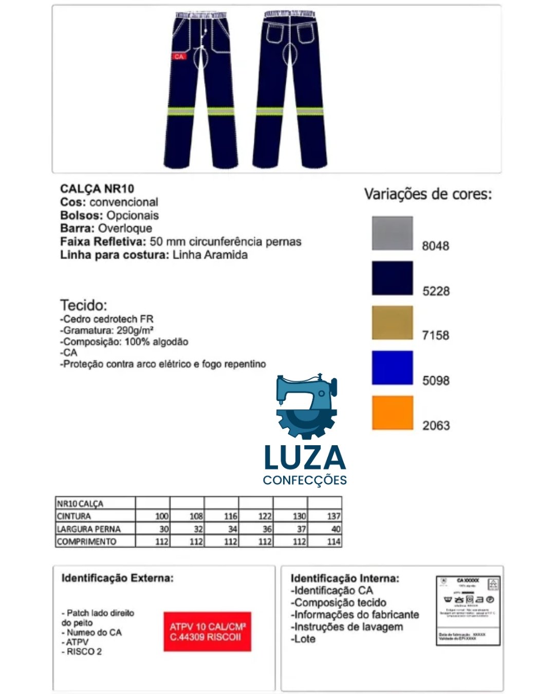 Conjunto Antichamas NR10 Luza Uniformes Operacionais 8