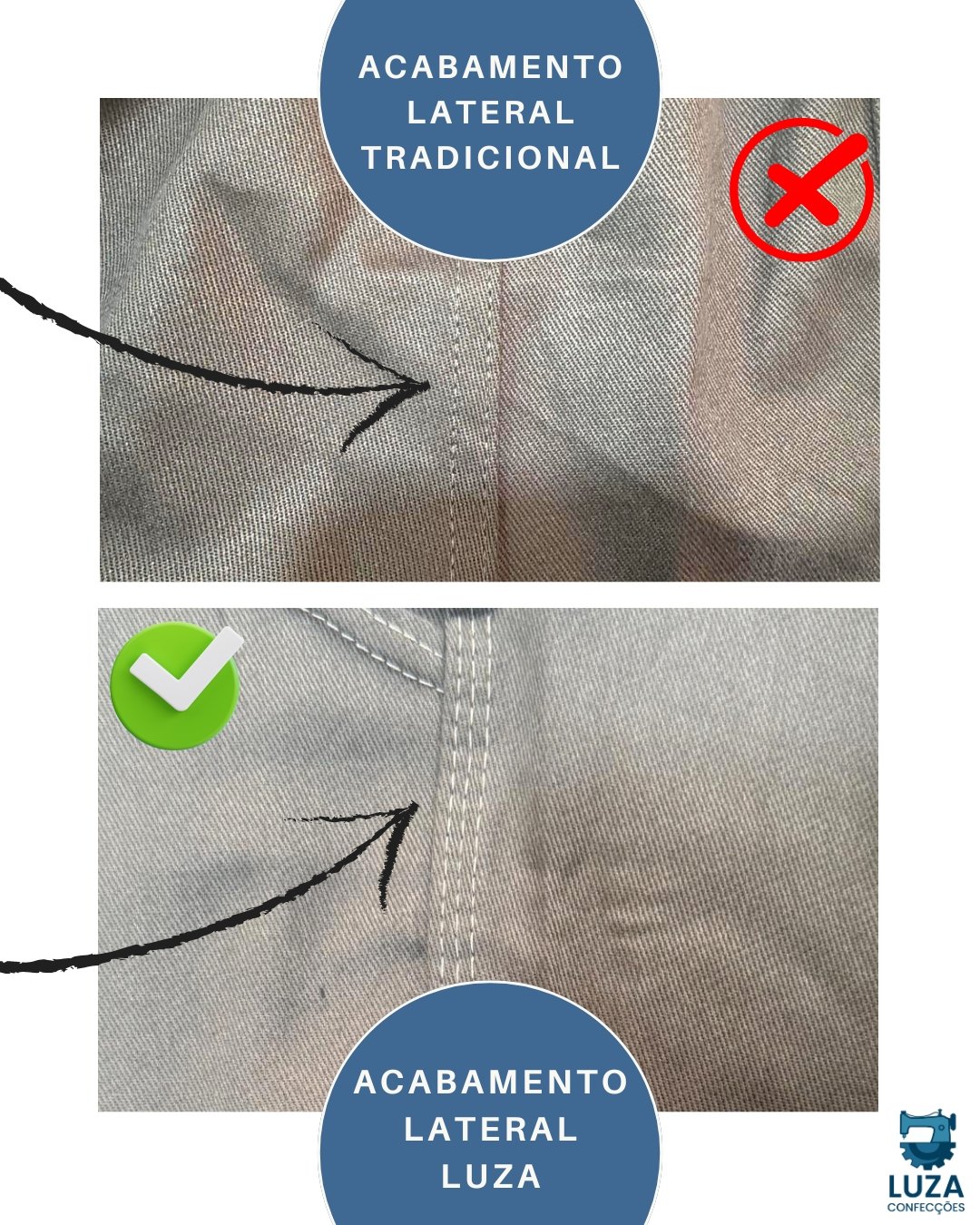 Calca de Brim Uniforme Operacional com Refoco Lateral Acabamento Luza Confeccoes