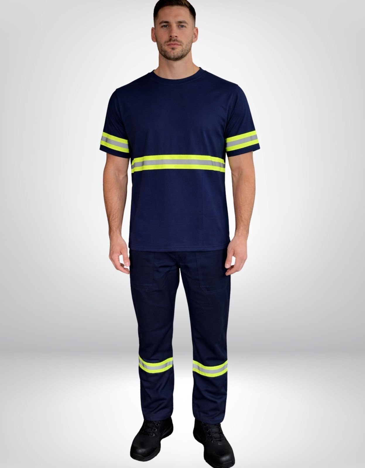 Conjunto Uniforme Operacional Calca de Brim Camiseta PV Manga Curta com Faixa Refletiva 2