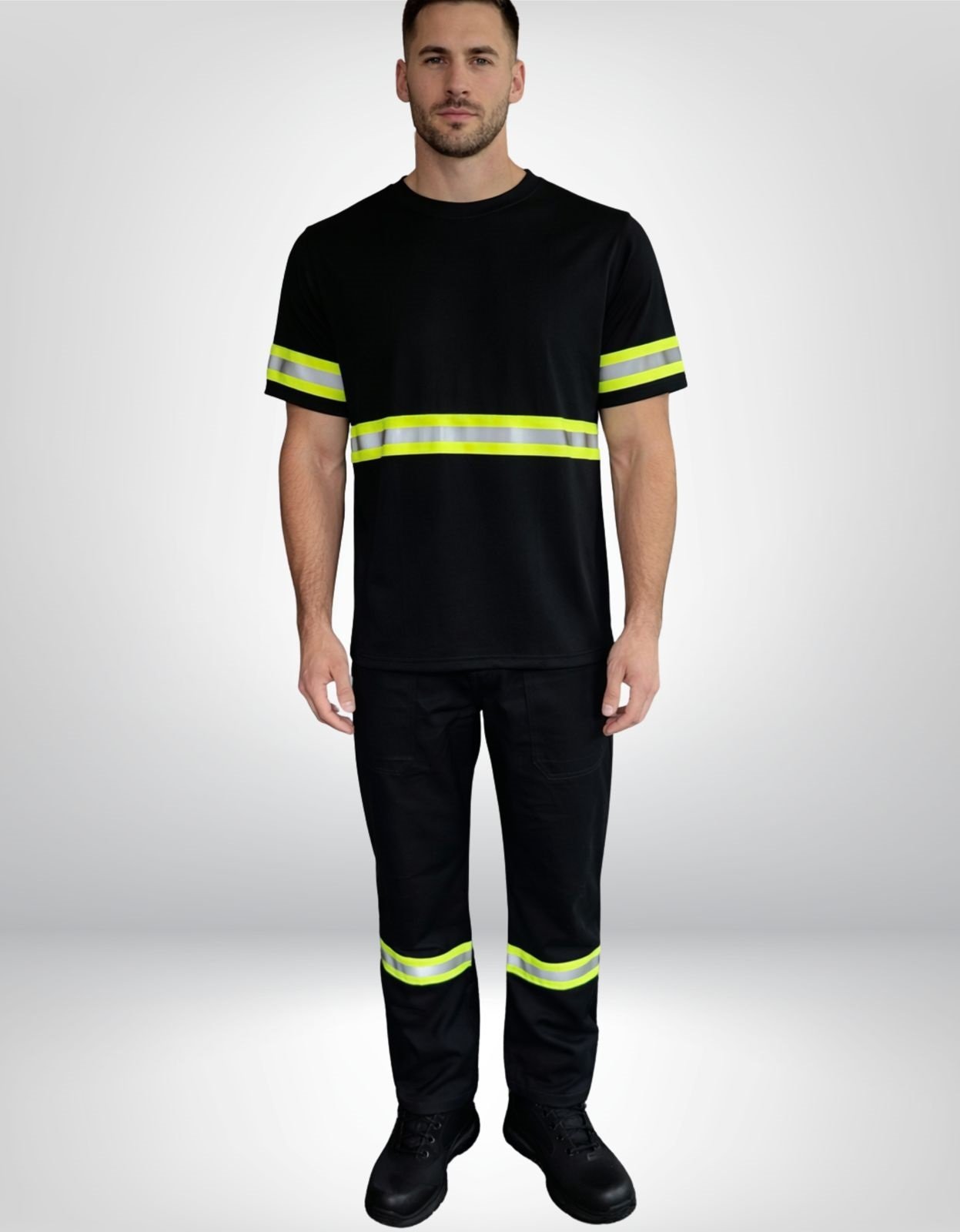 Conjunto Uniforme Operacional Calca de Brim Camiseta PV Manga Curta com Faixa Refletiva 3