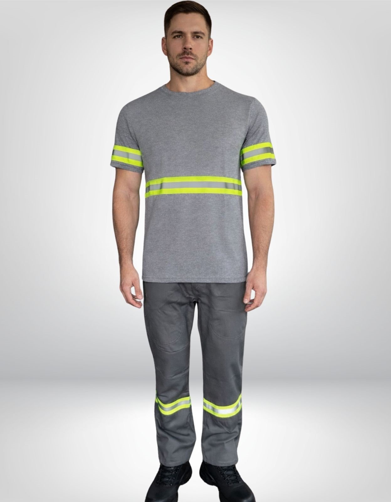 Conjunto Uniforme Operacional Calca de Brim Camiseta PV Manga Curta com Faixa Refletiva 4