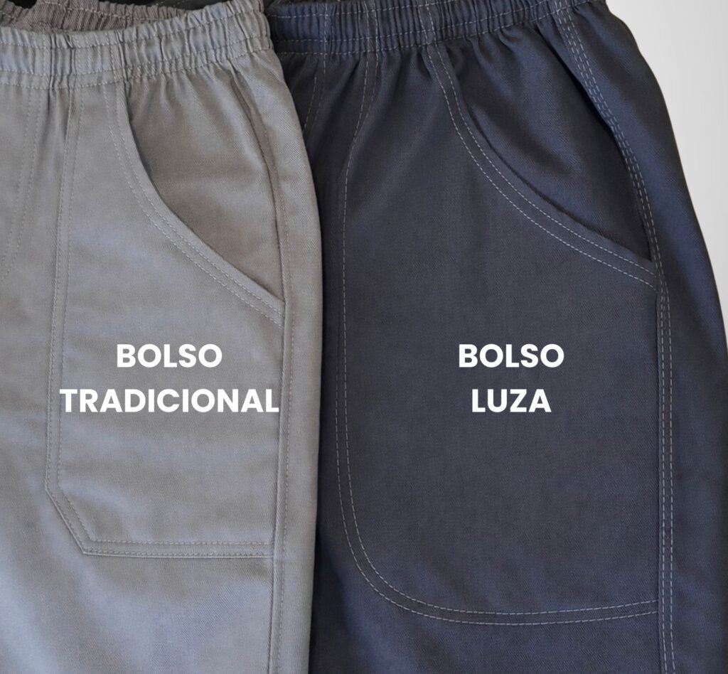 Calça de brim com bolso profundo