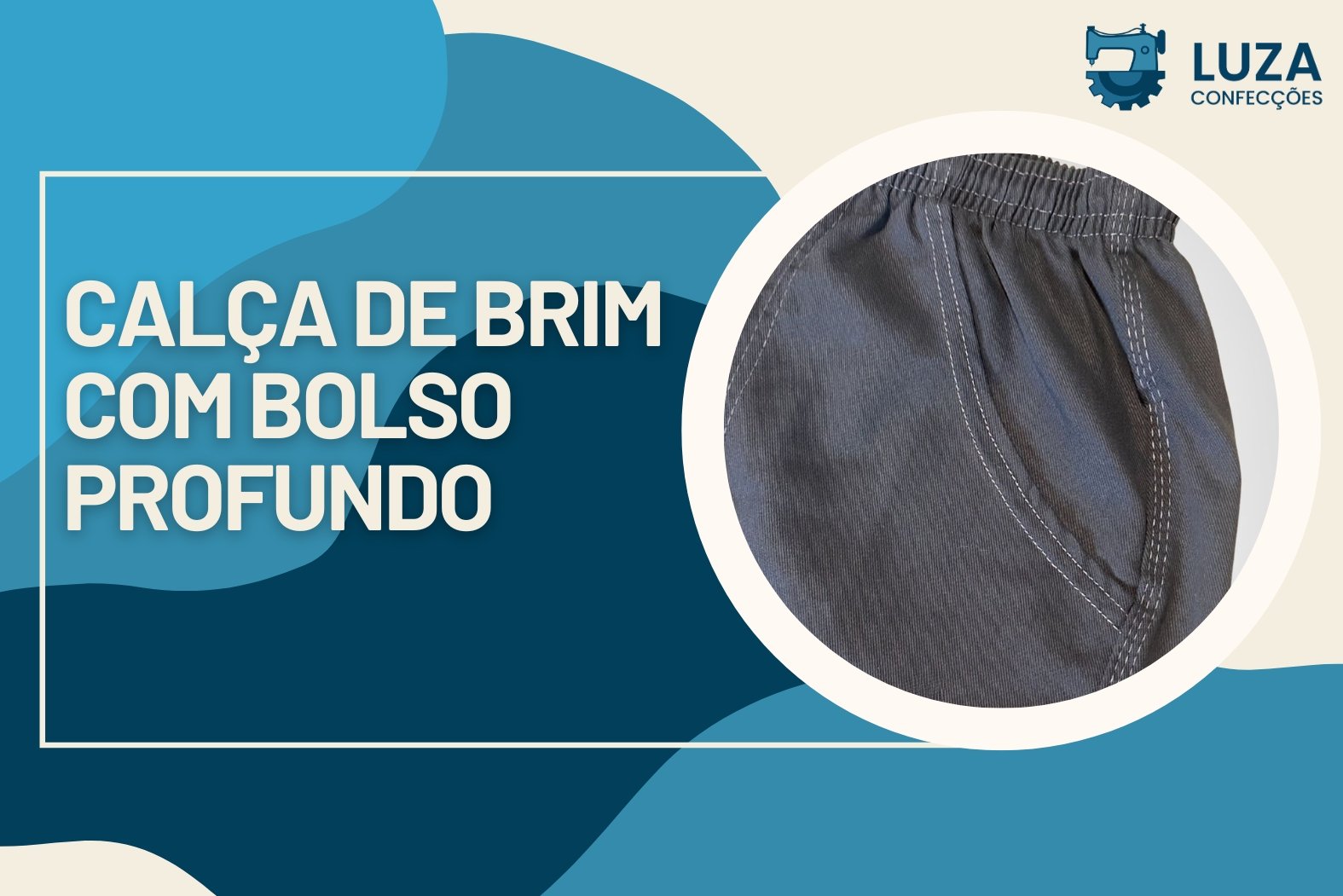 Calça de brim com bolso profundo